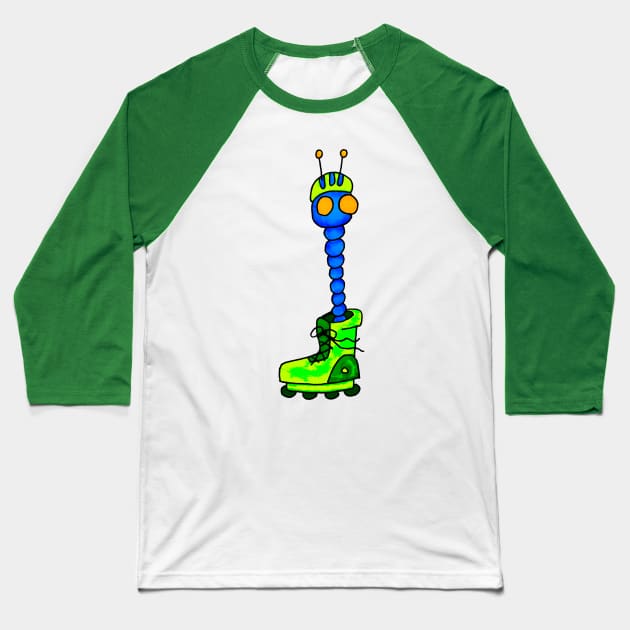 roller skater worm Baseball T-Shirt by MerryDee